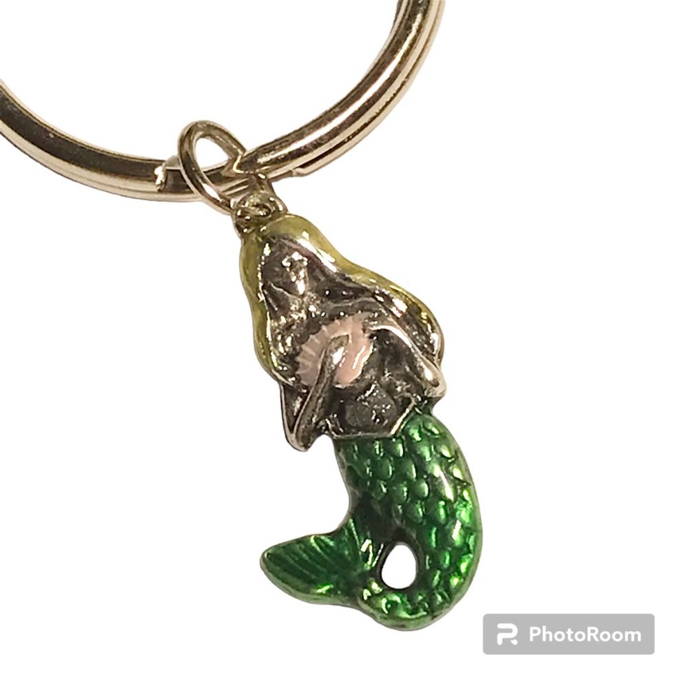 Mermaid Keychain Keyring Colorful Enamel Charm Metal Island Beach Nautical